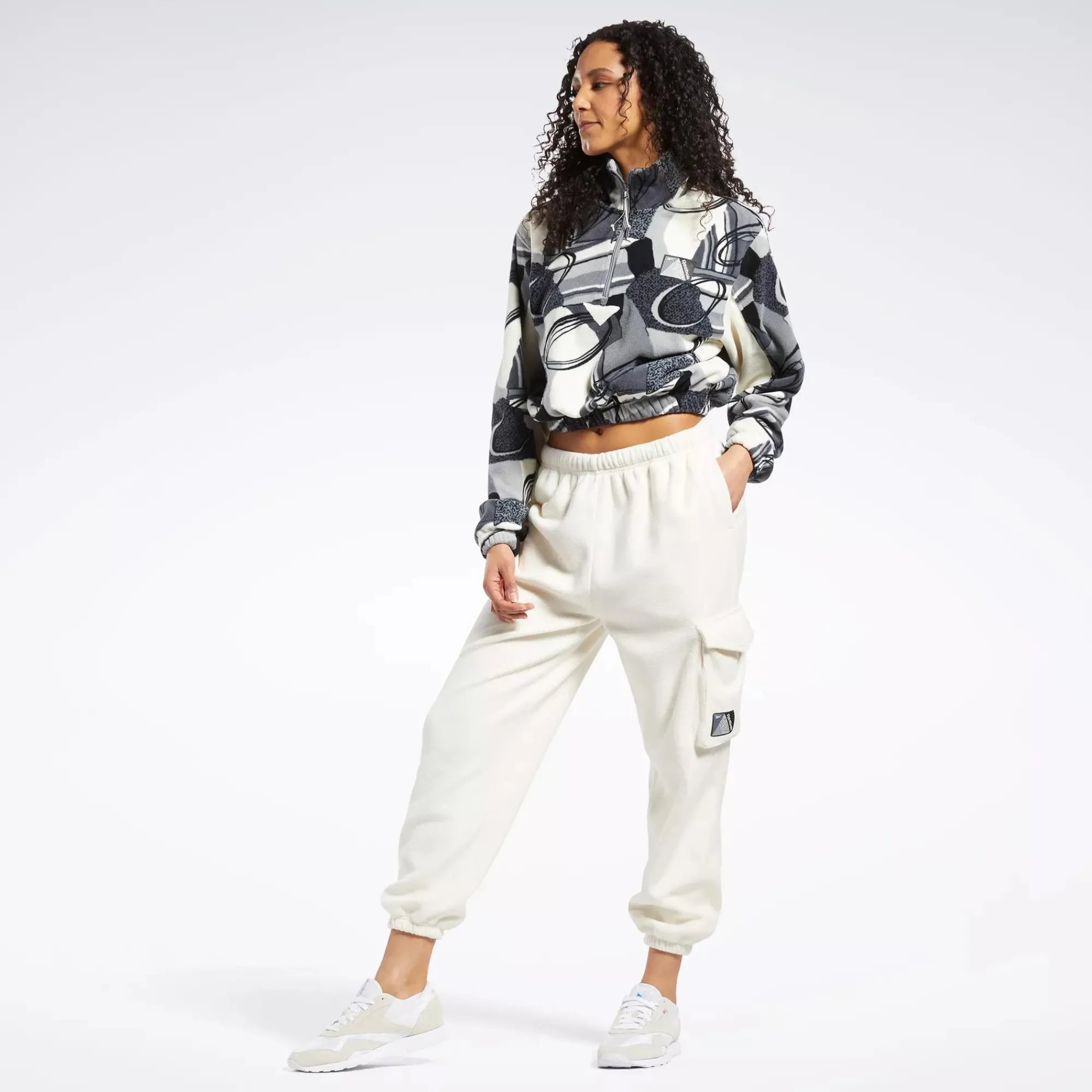 Hoodies & Sweatshirts|Reebok Hoodies & Sweatshirts Classics Winter Print Half-Zip Sweatshirt